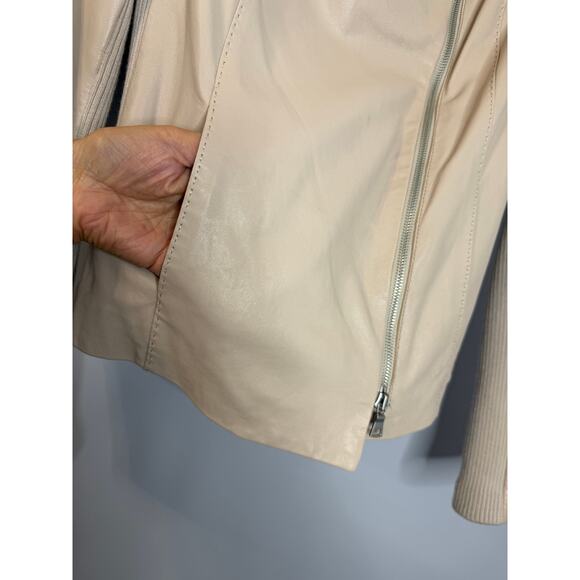 Vince Y2K Women's Lambskin Leather Moto Jacket Cream Women's XS Gilmore girls - Picture 10 of 12
